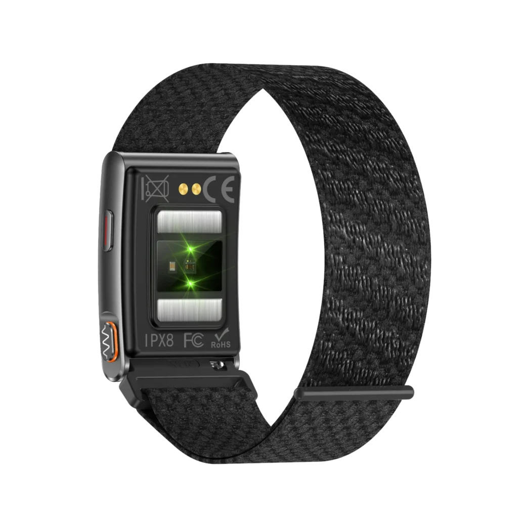 Dos du NYRIX FIT Pro et ses capteurs, bracelet tressé