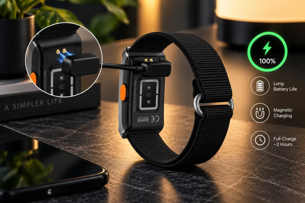 NYRIX FIT Band en charge sur son câble magnétique 2 broches