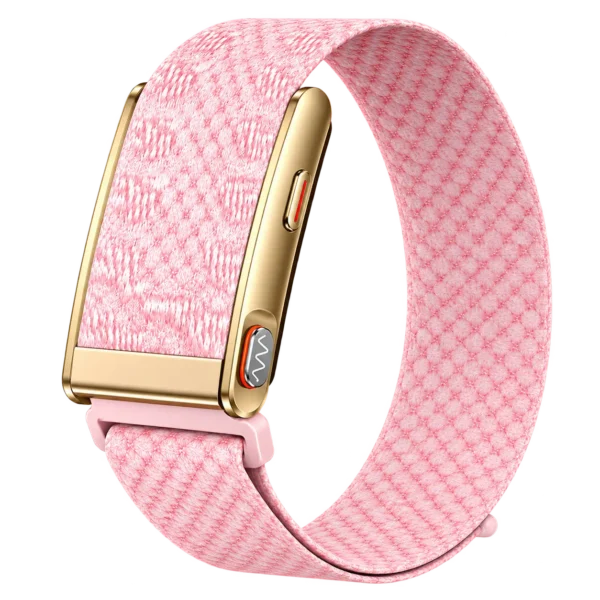 Bracelet NYRIX FIT Pro rose en nylon tressé avec cadre métallique doré (module FIT Pro non inclus)