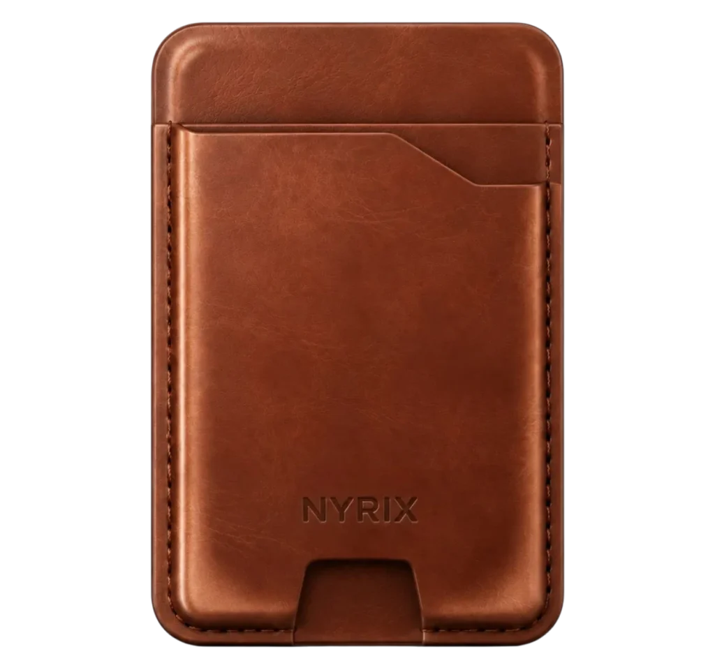 NYRIX Air Wallet Mag marron en similicuir, vue de face