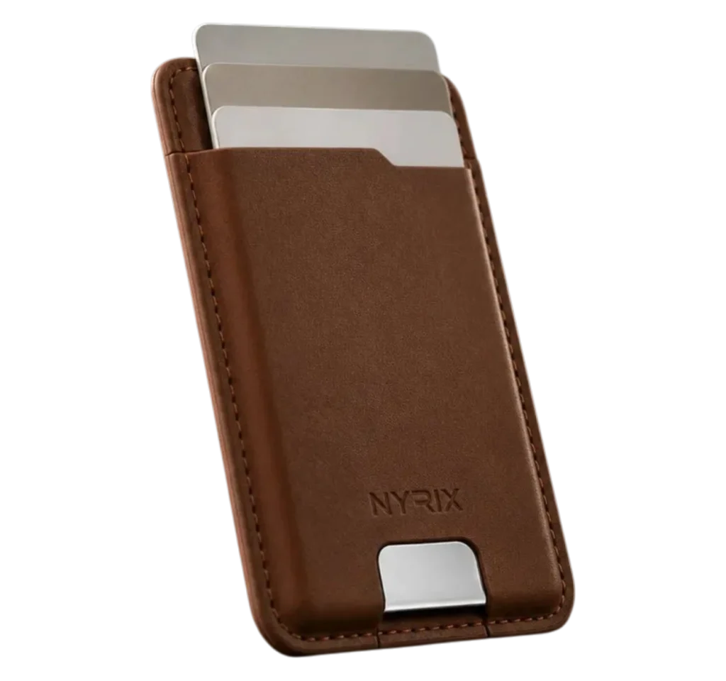 NYRIX Air Wallet Mag marron avec cartes bancaires